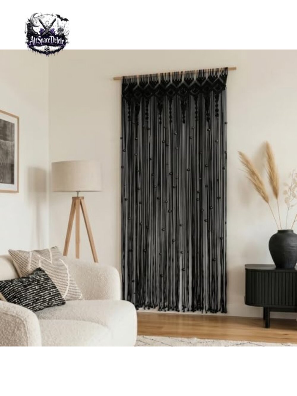 Macrame Beaded Curtain 36x84 Hand Woven Doorway Window Panel Boho Decor